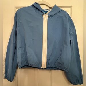 Prince Pickleball Blue Zip-Up Hooded Jacket with White Trim & Pink Logo